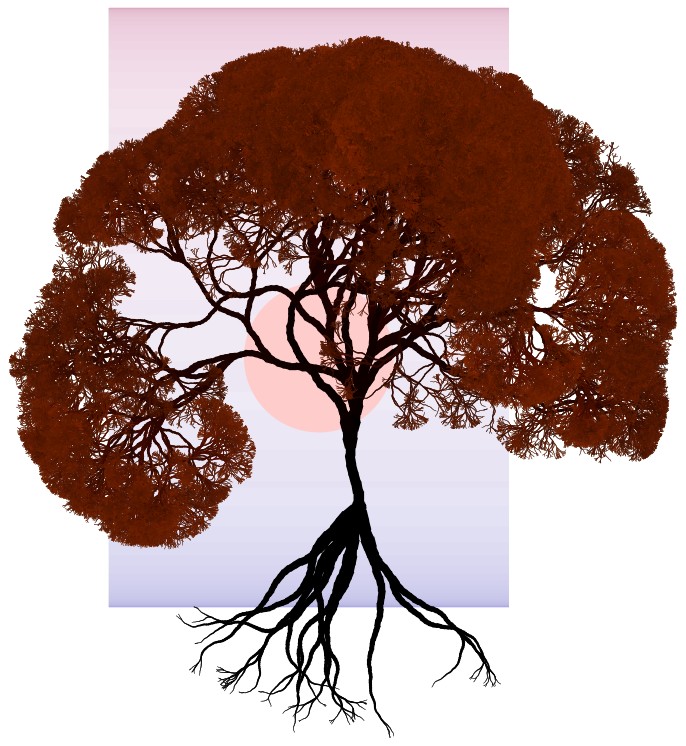 tree drawing with roots. tree drawing with roots. for